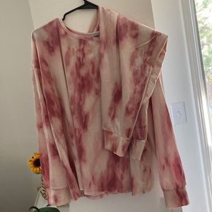 Two-piece, velvet tie-dye pajama lounge set.